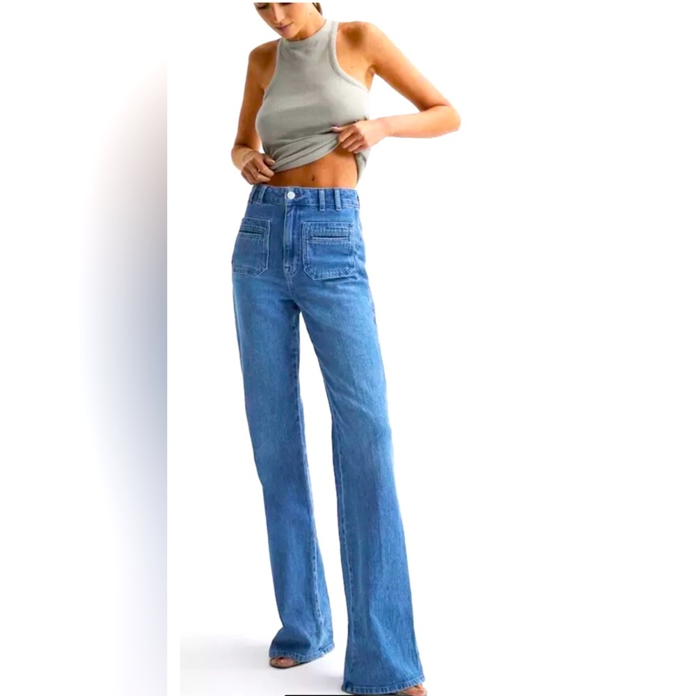 REISS Women's Isabel Light Blue Wide Leg Sailor Jeans Size 24
